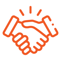 orange line icon of hands shaking