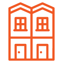 orange-line icon of a two floor double unit